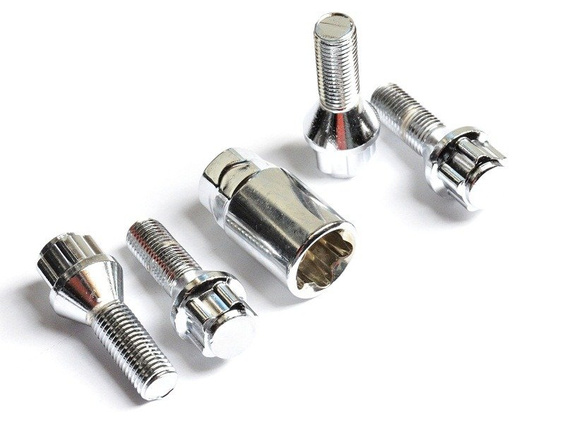 Boulons de sécurité pour jantes aluminium M12x1,25 / 28mm / cône / chrome / K17/19