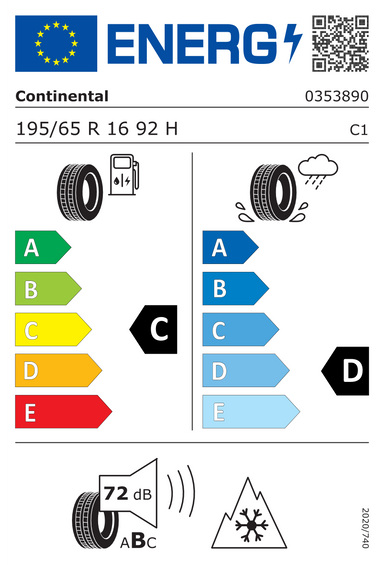 Pneus Continental Contiwintercontact TS 830 P 195/65 R16 92H