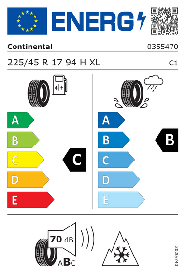4x ROUES 17 Hiver VW TOURAN I 1T FL Continental 225/45 R17